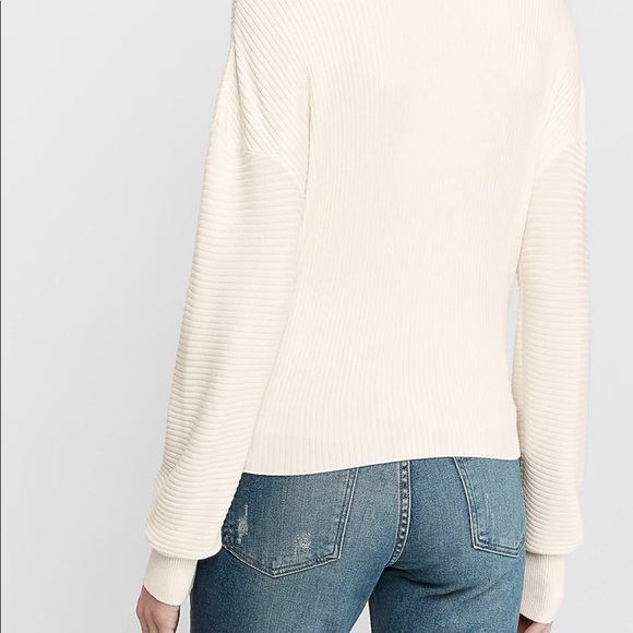 NEW ✨ Express Ribbed Wrap-Front Tie Top (Ivory) - Picture 6 of 7